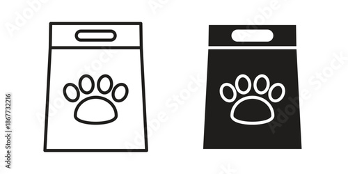 Pet food bag icons on white background. EPS 10. Editable linear style stroke. Vector icon