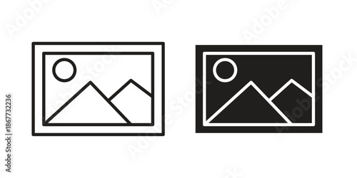 Picture icons on white background. EPS 10. Editable linear style stroke. Vector icon