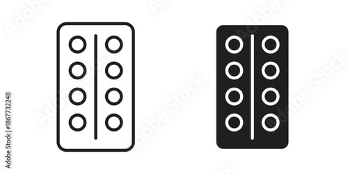 Pill blisters on white background. EPS 10. Editable linear style stroke. Vector iconicons on white background. EPS 10. Editable linear style stroke. Vector icon