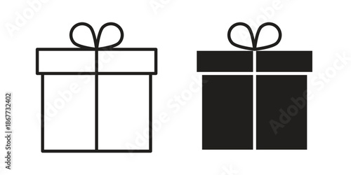 Present box icons on white background. EPS 10. Editable linear style stroke. Vector icon
