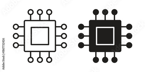 Processor icons on white background. EPS 10. Editable linear style stroke. Vector icon