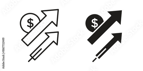 Profit growth icons on white background. EPS 10. Editable linear style stroke. Vector icon