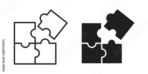 Puzzle icons on white background. EPS 10. Editable linear style stroke. Vector icon