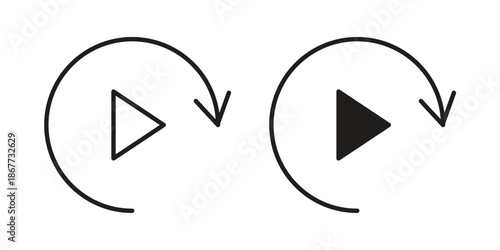 Replay icons on white background. EPS 10. Editable linear style stroke. Vector icon