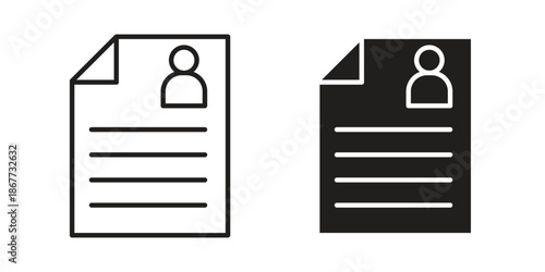 Resume icons on white background. EPS 10. Editable linear style stroke. Vector icon