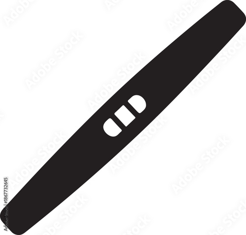 A black and white illustration of a positive pregnancy test result