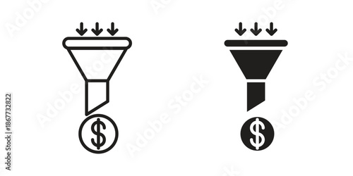 Sales funnel icons on white background. EPS 10. Editable linear style stroke. Vector icon