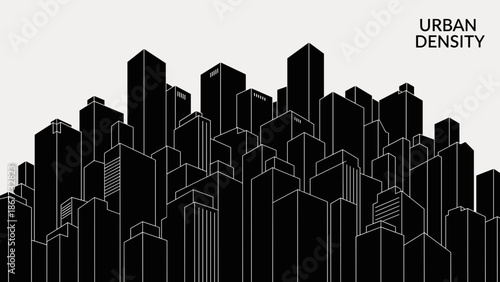 Dense Urban Cityscape with Tall Buildings and Skyline.