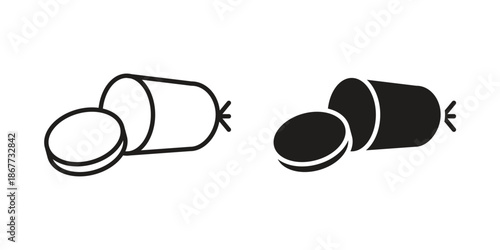 Sausage salami icons on white background. EPS 10. Editable linear style stroke. Vector icon