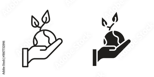 Save environment icons on white background. EPS 10. Editable linear style stroke. Vector icon