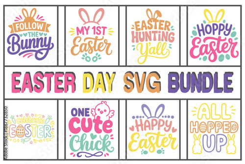 Old School Easter Bunny Funny Retro Easter Day Bunny SVG Bundle for T shirt Design