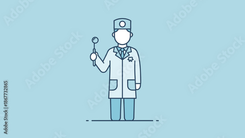 Illustration of a Dentist Holding Dental Instrument.