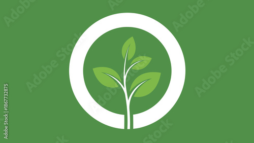 Green Sprout Growing Inside a White Circle Symbol.