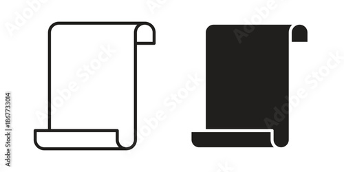 Scroll paper icons on white background. EPS 10. Editable linear style stroke. Vector icon