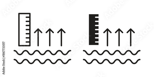 sea level icons on white background. EPS 10. Editable linear style stroke. Vector icon