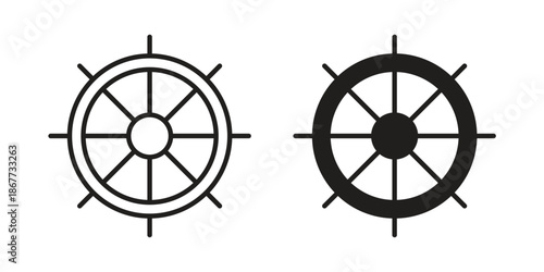 Ship wheel icons on white background. EPS 10. Editable linear style stroke. Vector icon