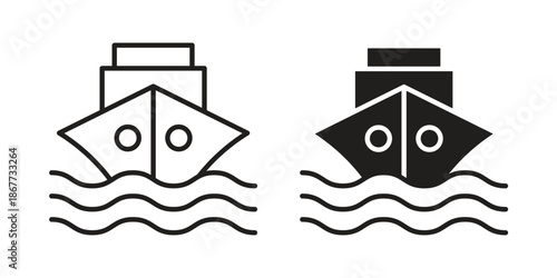 Ship icons on white background. EPS 10. Editable linear style stroke. Vector icon