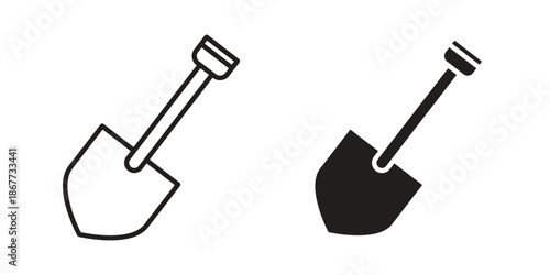 Shovel icons on white background. EPS 10. Editable linear style stroke. Vector icon