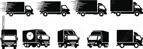 Delivery truck icon set Vector