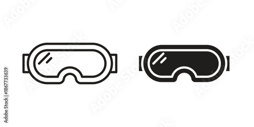 Ski goggles icons on white background. EPS 10. Editable linear style stroke. Vector icon