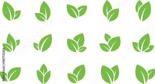 Leaf icons set for organic design Vector