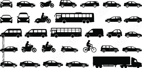 Vehicle silhouettes collection Vector
