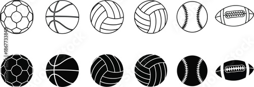 Sports balls icon set Vector