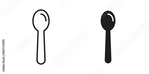 Spoon icons on white background. EPS 10. Editable linear style stroke. Vector icon