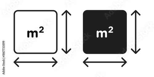 Square Meter icons on white background. EPS 10. Editable linear style stroke. Vector icon