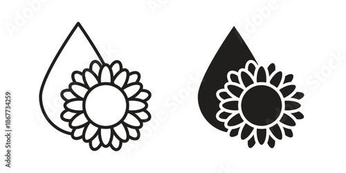 Sunflower oil icons on white background. EPS 10. Editable linear style stroke. Vector icon