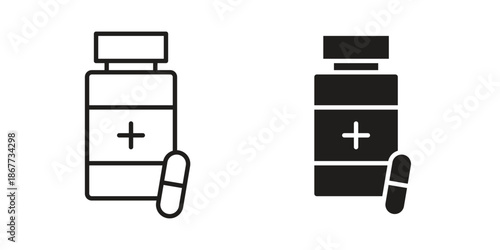 Supplement icons on white background. EPS 10. Editable linear style stroke. Vector icon