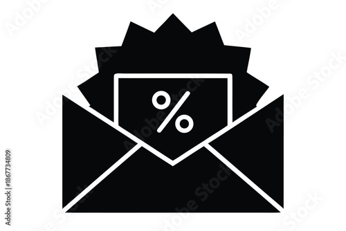 discount email vector icon silhouette