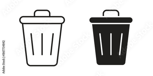 Trash icons on white background. EPS 10. Editable linear style stroke. Vector icon