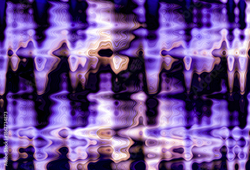 Distorted abstract background in dark violet ow tones. Psychedelic design.