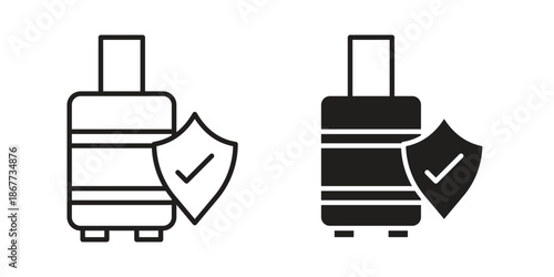 Travel insurance icons on white background. EPS 10. Editable linear style stroke. Vector icon
