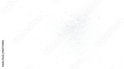 White dust particles and sparkling bokeh light effect on light background. Magical glitter or snow flakes overlay for creative design. High-quality floating particle spray.