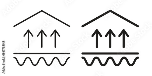 Underfloor heating icons on white background. EPS 10. Editable linear style stroke. Vector icon