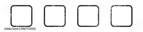 Set of grunge borders in rounded square form