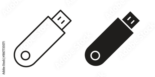 USB icons on white background. EPS 10. Editable linear style stroke. Vector icon