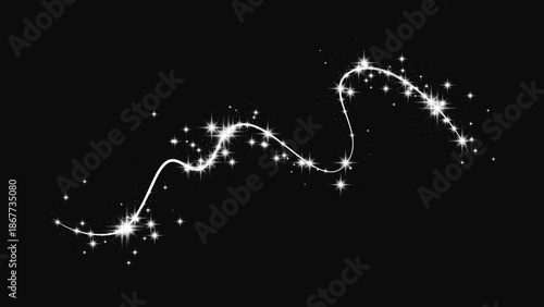 Silver glittering confetti wave and stardust