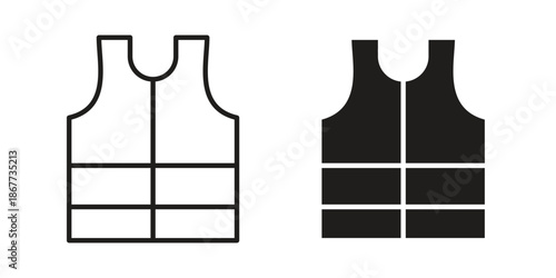 Vest jacket icons on white background. EPS 10. Editable linear style stroke. Vector icon