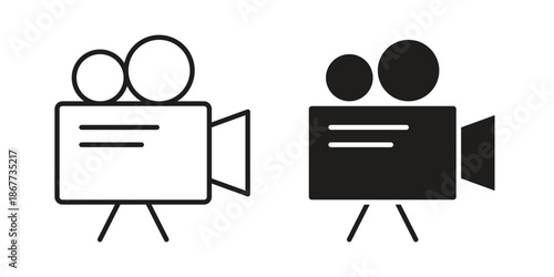 Video camera icons on white background. EPS 10. Editable linear style stroke. Vector icon