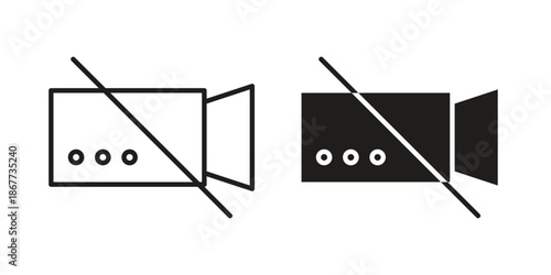 Video off icons on white background. EPS 10. Editable linear style stroke. Vector icon
