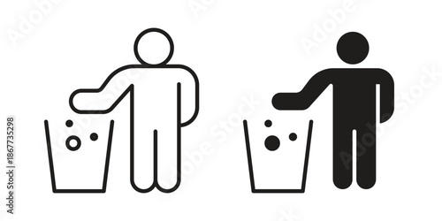 Waste Bin icons on white background. EPS 10. Editable linear style stroke. Vector icon