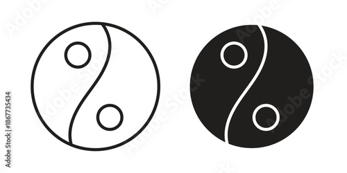 Yin yang icons on white background. EPS 10. Editable linear style stroke. Vector icon