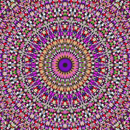 Dynamic colorful round mosaic pattern background - floral circular hypnotic psychedelic vector design