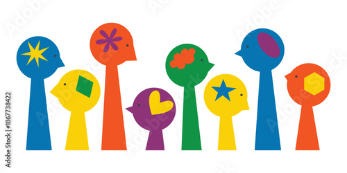 Silhouettes of various brains. Neurodivergent spectrum awareness concept. Different heads, unique minds and creative thinking. Autism, ADHD and cognitive differences inclusion vector flat illustration