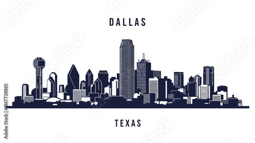 Cityscape Illustration of Dallas Texas Skyline with Modern Architecture and Skyscrapers