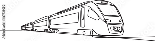 Traveling by train minimalist black linear sketch isolated on white background. one line Art icon drawing