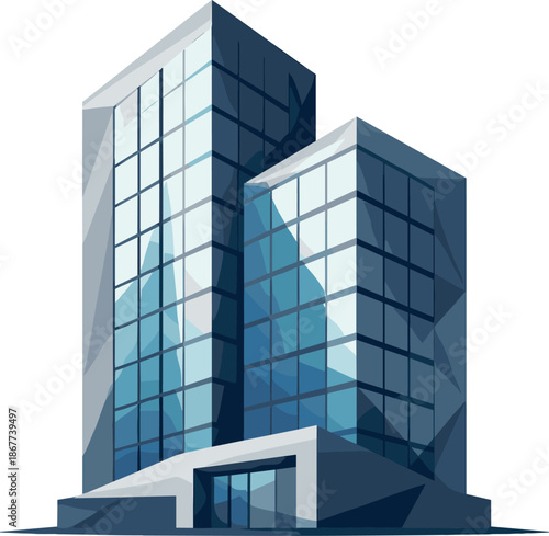 Minimalist Glass Office Icon. Low-poly vector illustration focused on a minimalist glass office icon, polygonal geometric style